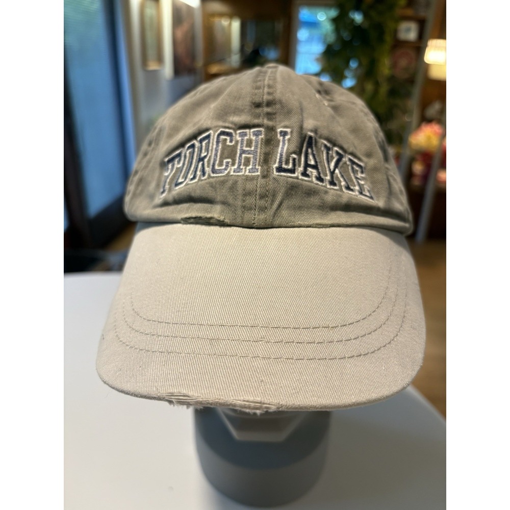 Torch Lake Perrin Embroidered Baseball Cap Khaki Green‎ Beige Adjustable Cotton